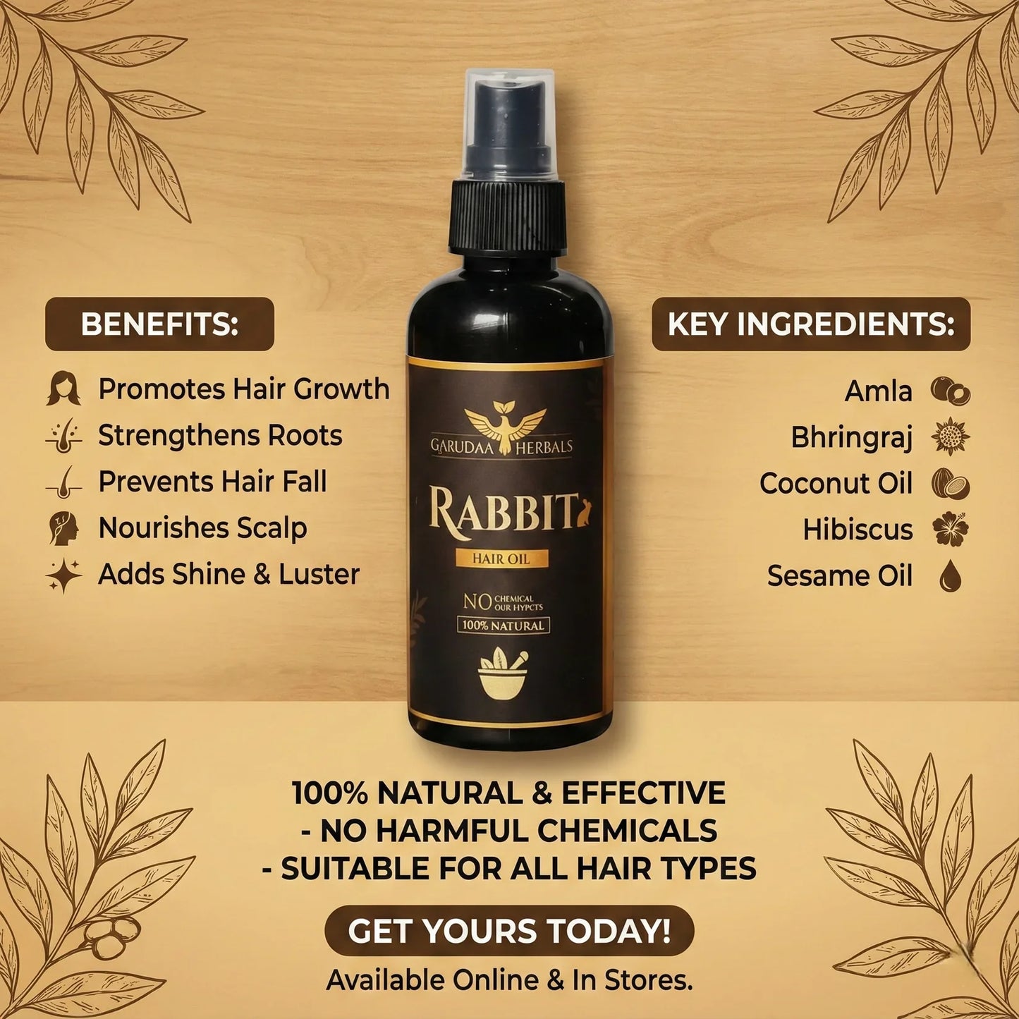 Rabbit blood herbal hair oil